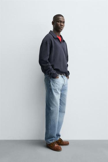 COTTON POLO SWEATSHIRT - Navy blue by Zara - Image 3