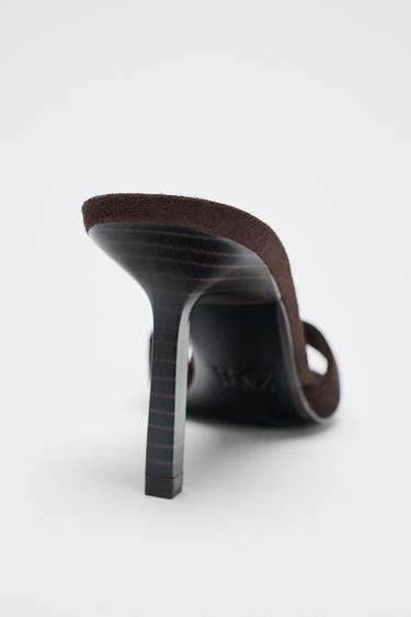 SPLIT SUEDE HIGH-HEEL SANDALS - Chocolate by Zara - Image 5