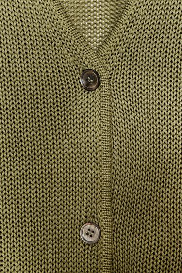 100% COTTON KNIT CARDIGAN - Khaki by Zara - Image 7