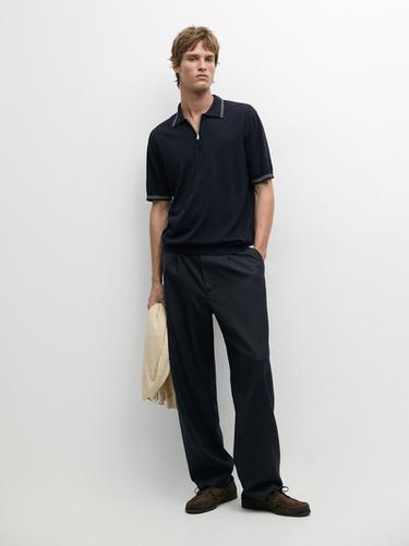Jersey polo punto detalle cuello - Marino de Zara - Imagen 0