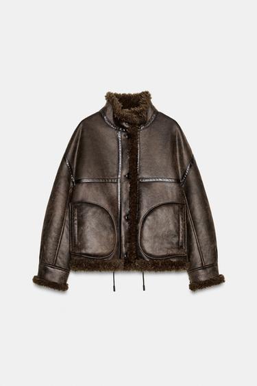 BLOUSON BOMBER DOUBLE FACE ZW COLLECTION - Marron chocolat de Zara - Image 2