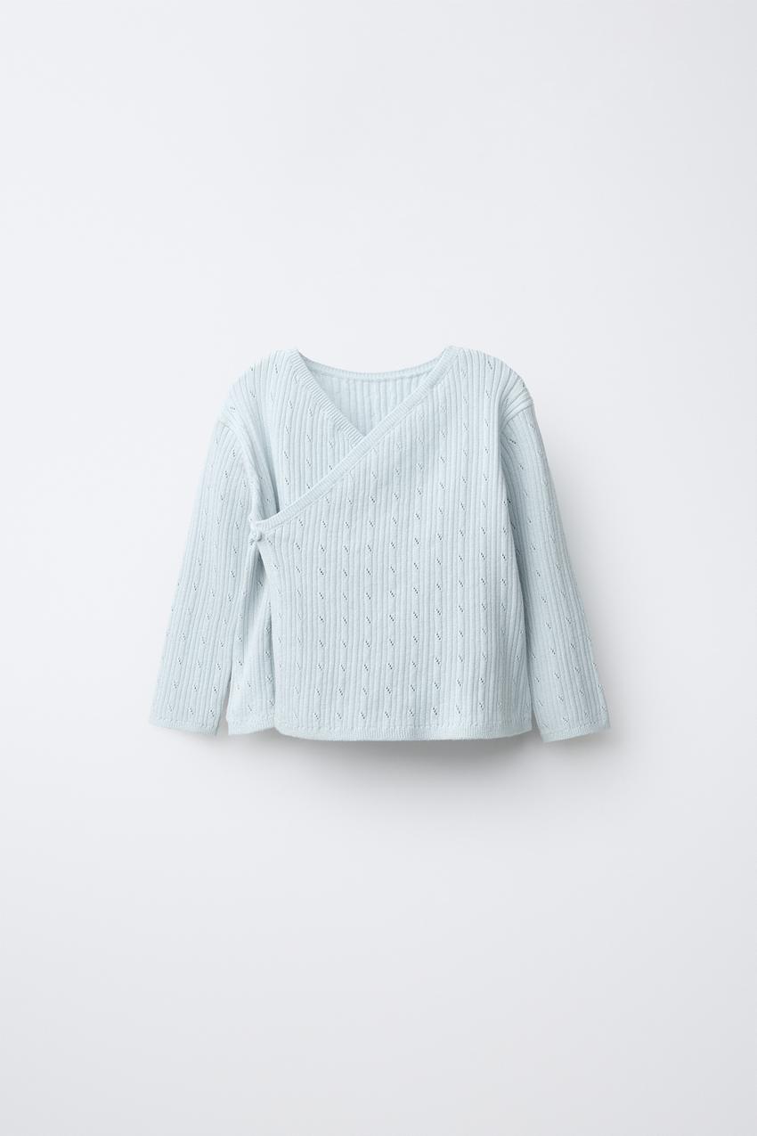Zara - Rib Openwork Knit Jumper - Light Blue - 0-1 Months (22,0 Inches) - Kids