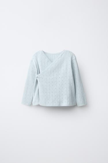 SWEATER DE MALHA RIB COM RENDILHADOS - Azul-claro da Zara - Imagem 0