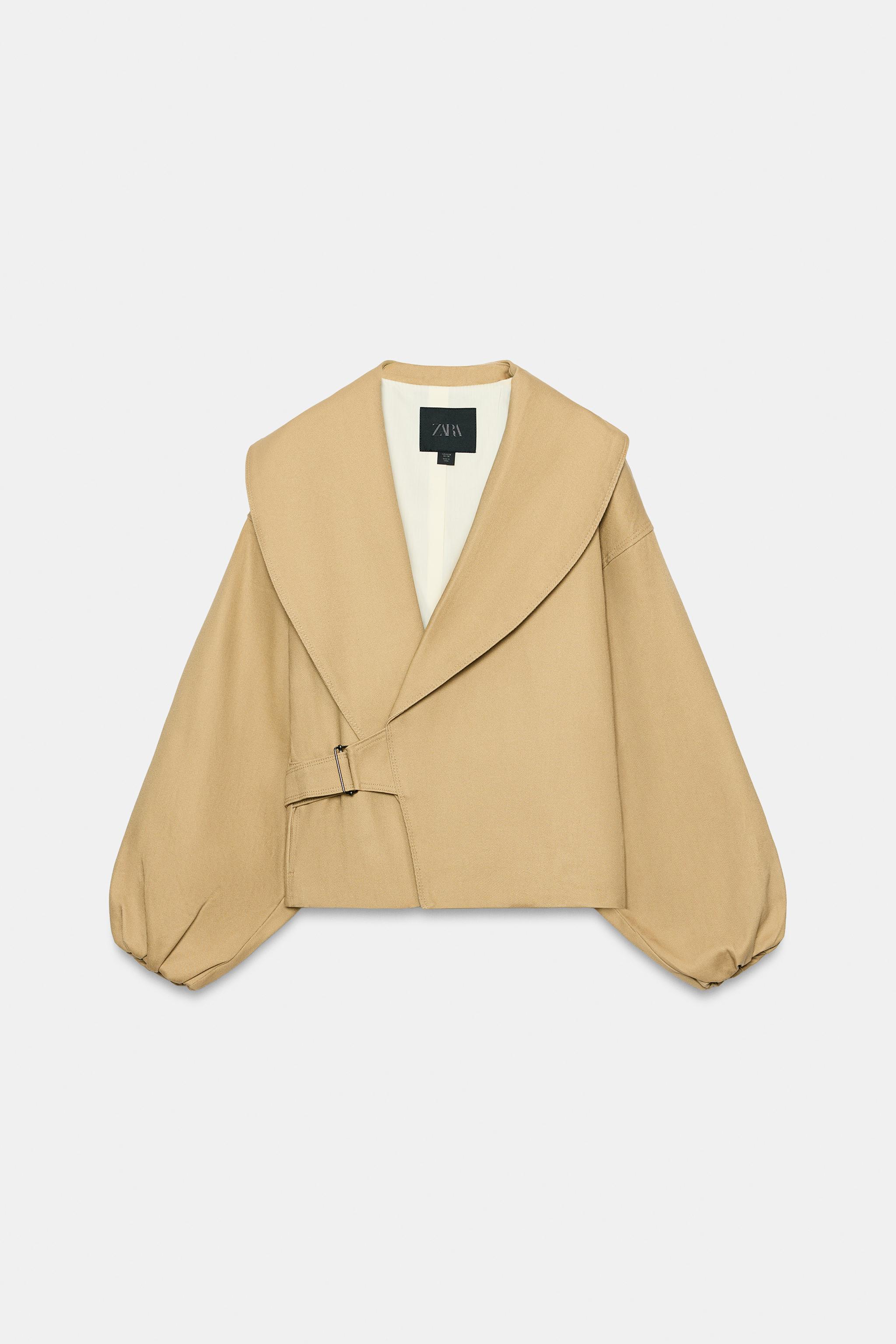 ZW COLLECTION BUCKLE CROPPED JACKET - taupe brown | ZARA United States