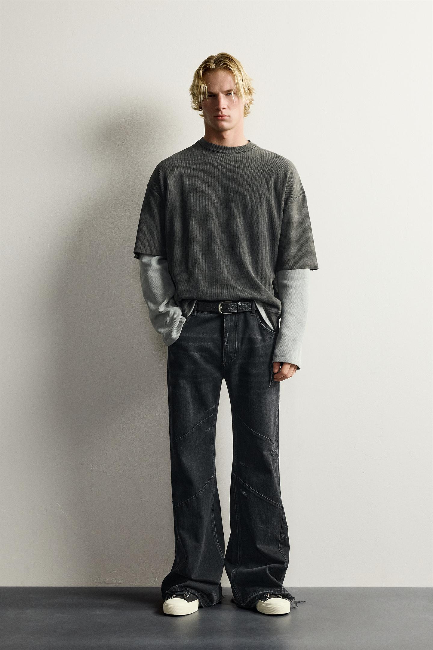 Мужская футболка Zara Washed Texture Knit, цвет: Чёрный — фото 1