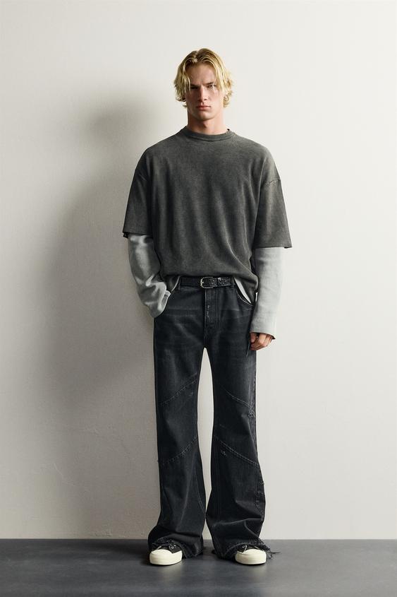 Мужская футболка Zara Washed Texture Knit, цвет: Чёрный