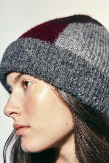GORRO BEANIE PUNTO ESTAMPADO - Burgundy de Zara