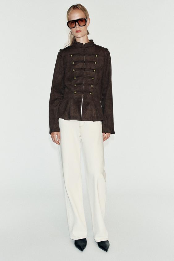 CHAQUETA BOTONES PEPLUM - Marrón de Zara - Imagen 0