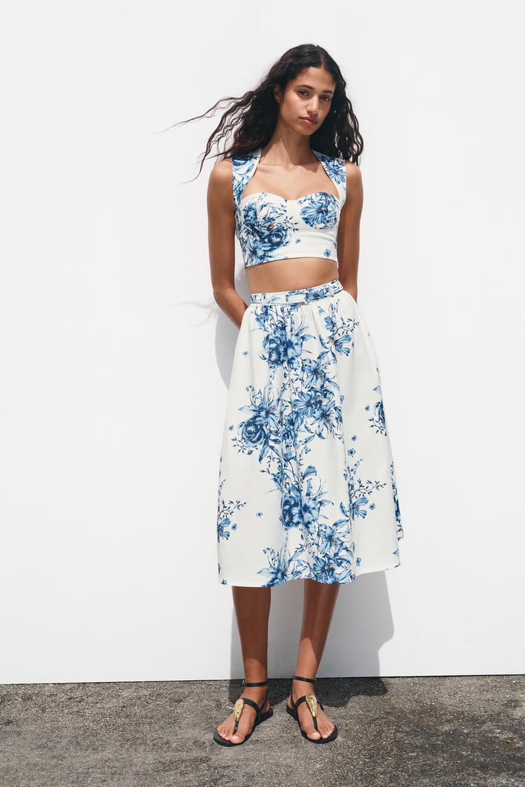 PRINTED MAXI SKIRT Blues ZARA South Africa
