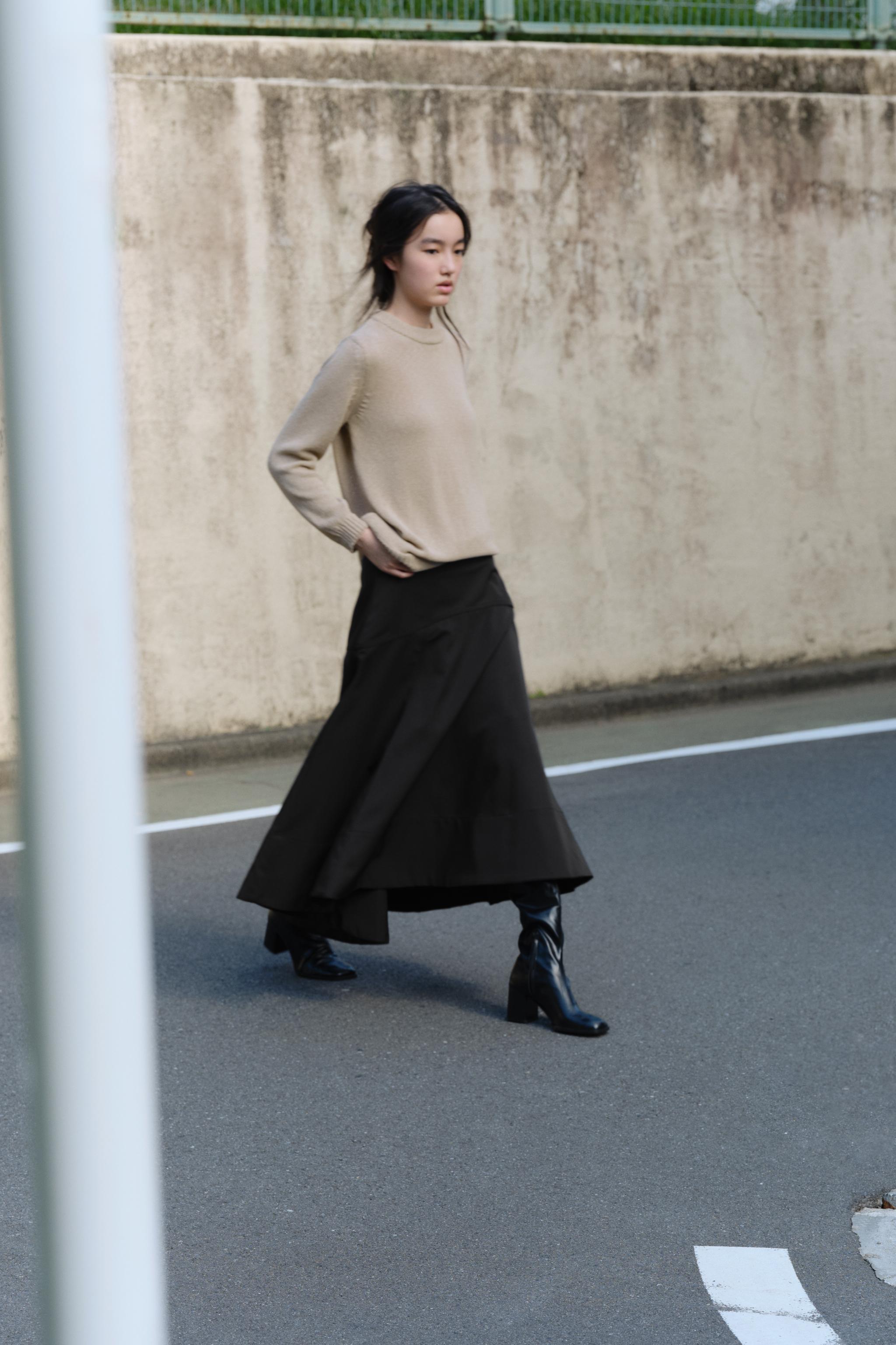 ブラックスカート フレア サッシュベルト スカート ZW COLLECTION - ブラック
