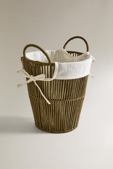 BATHROOM BIN WITH COTTON LINING - Khaki by Zara - Image 1