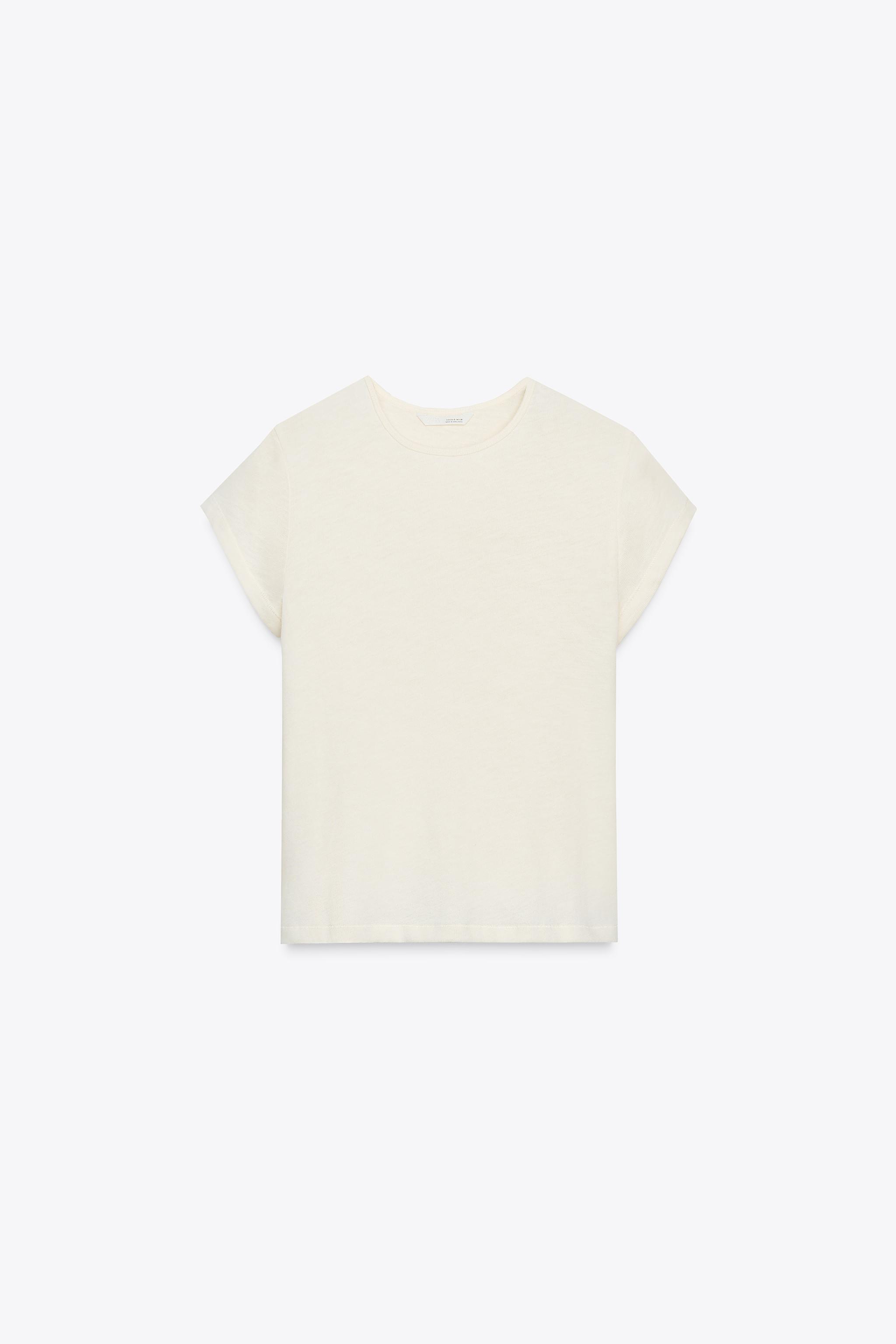 SHORT SLEEVE TEXTURED T-SHIRT - Ecru | ZARA United States