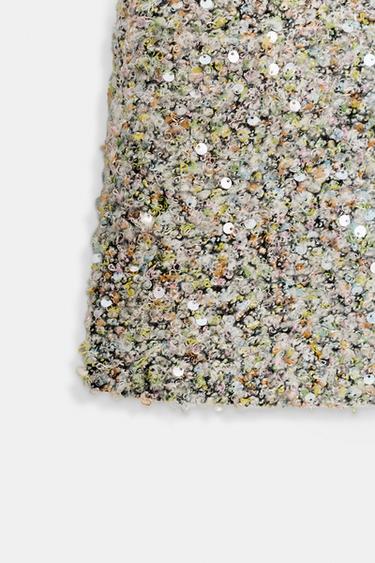 JUPE COURTE PAILLETTES - Vert clair de Zara - Image 6