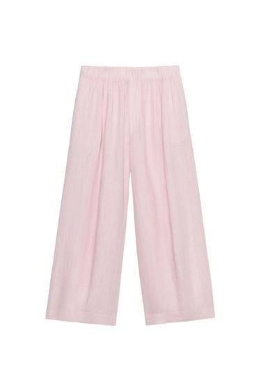 ZW COLLECTION LINEN BARREL TROUSERS - Light mauve by Zara