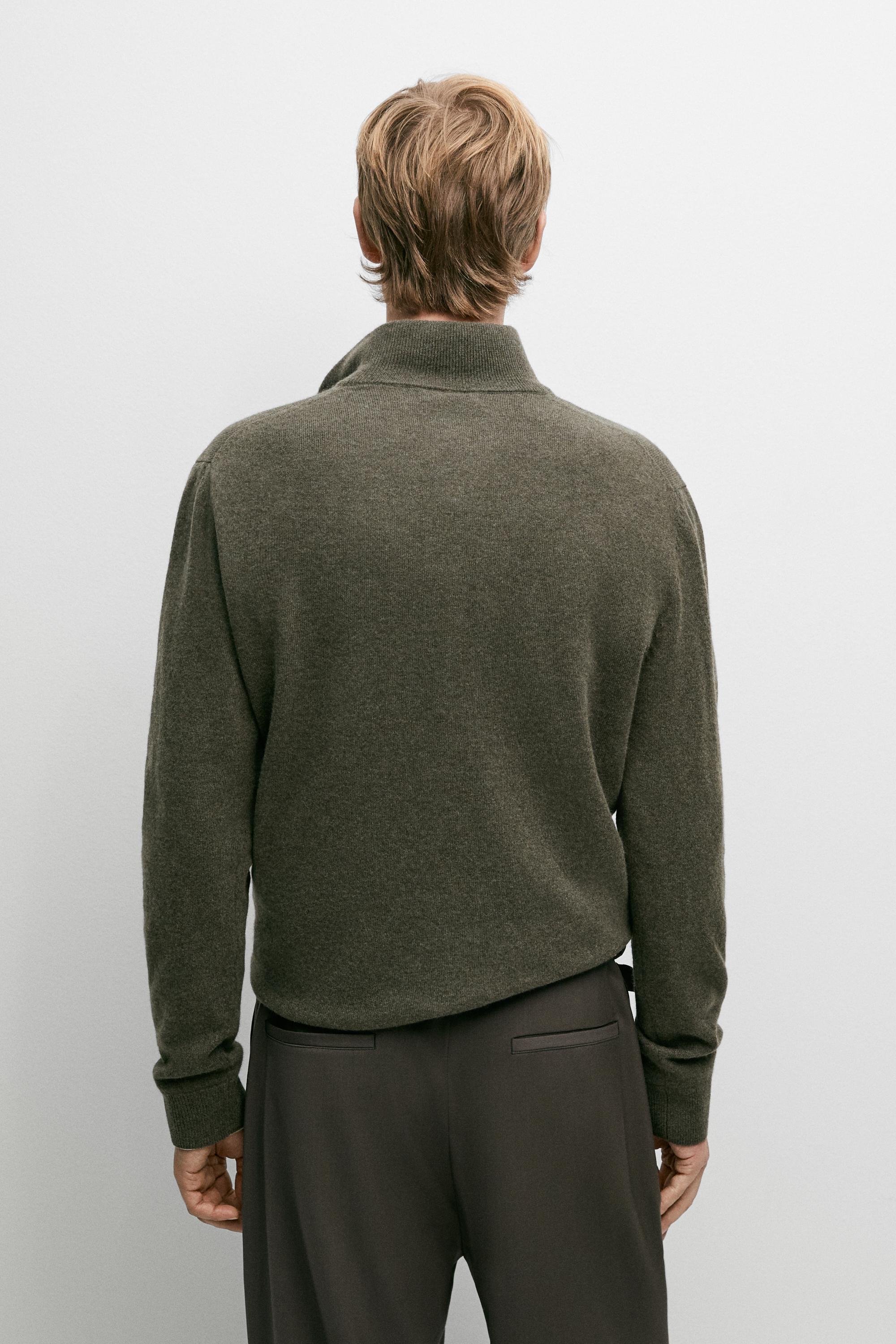 Wool blend mock neck knit sweater