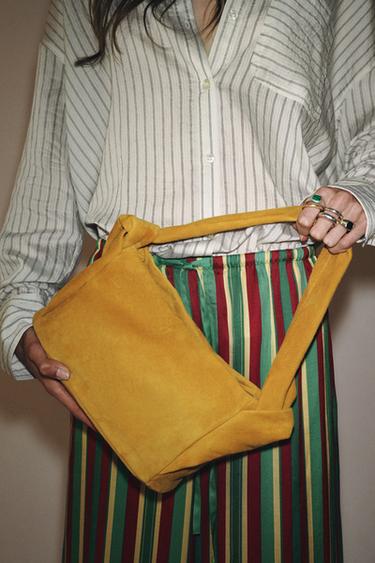 SPLIT SUEDE HANDBAG - Mustard Yellow by Zara - Image 1