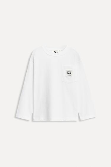 Zara 50TH ANNIVERSARY LABEL POCKET T-SHIRT - White