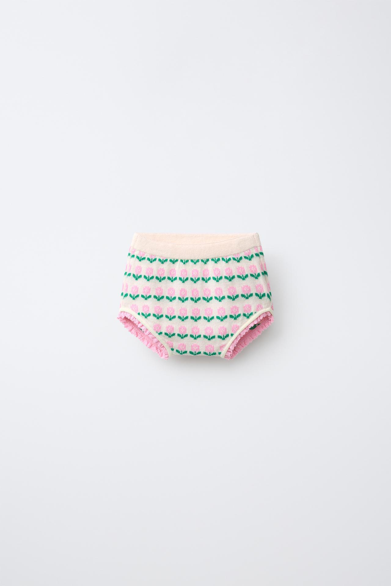FLORAL JACQUARD KNIT PANTIES — Ecru
