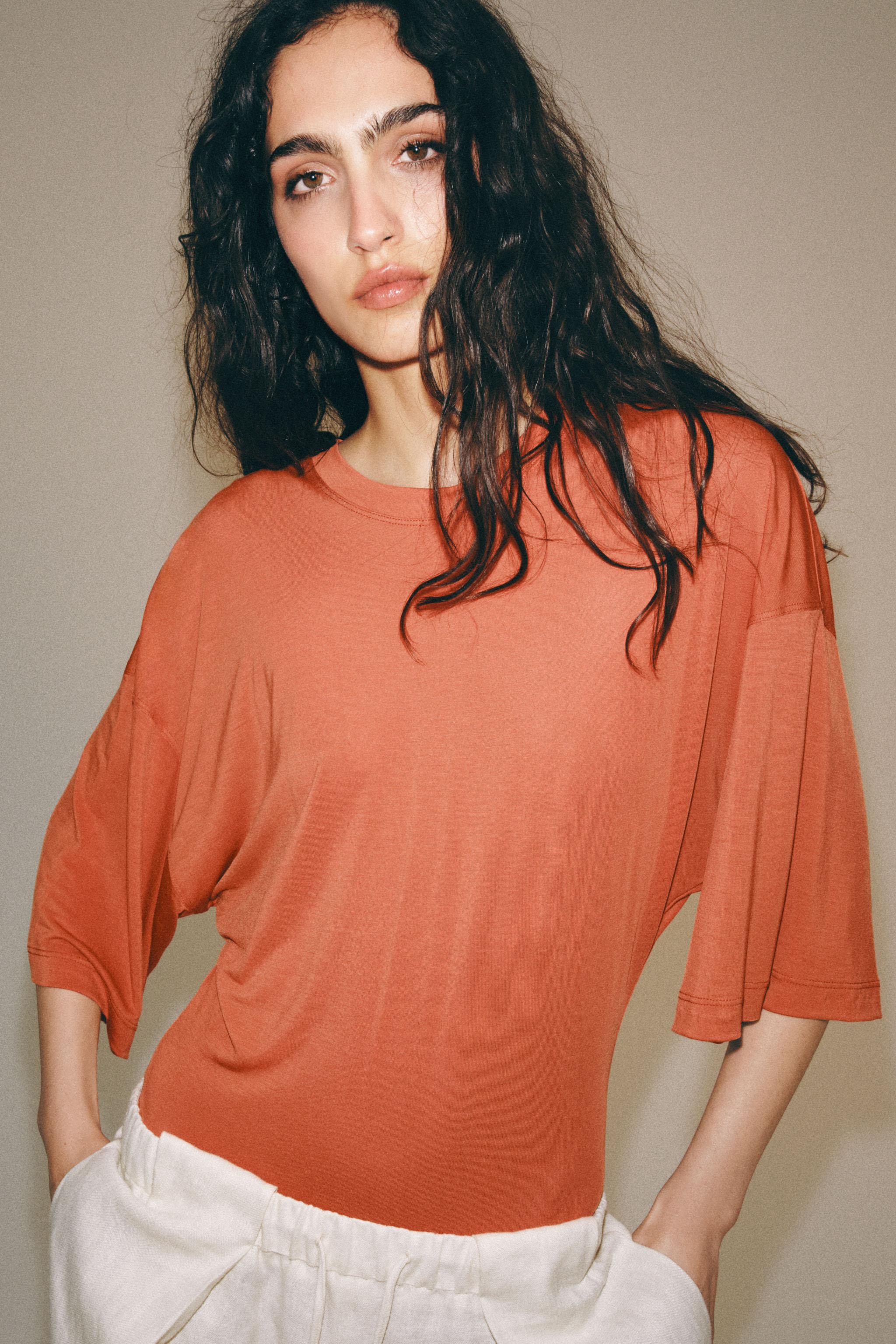 SHORT SLEEVE BODYSUIT — Burnt orange