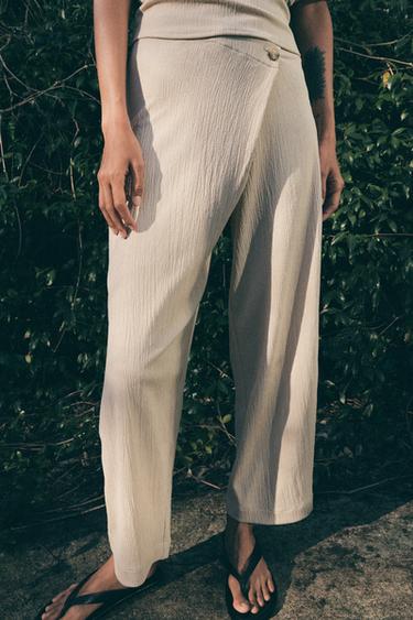 TEXTURED WRAP TROUSERS - Beige by Zara