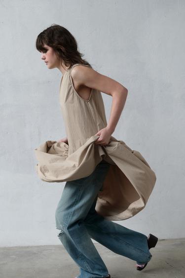 NYLON VOLUMINOUS DRESS - Stone by Zara - Image 3