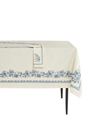 FLORAL SATIN TABLECLOTH - Blue by Zara