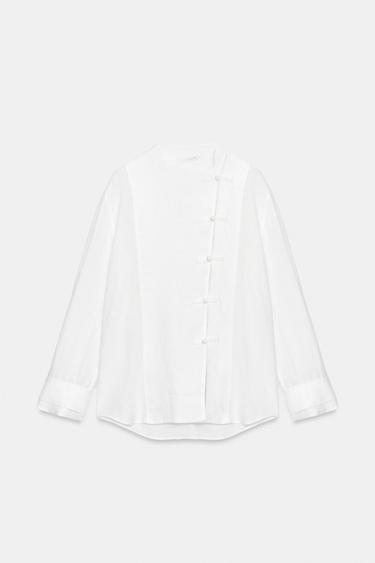 CHEMISE BRANDENBOURGS 100% LIN ZW COLLECTION - Blanc de Zara - Image 4