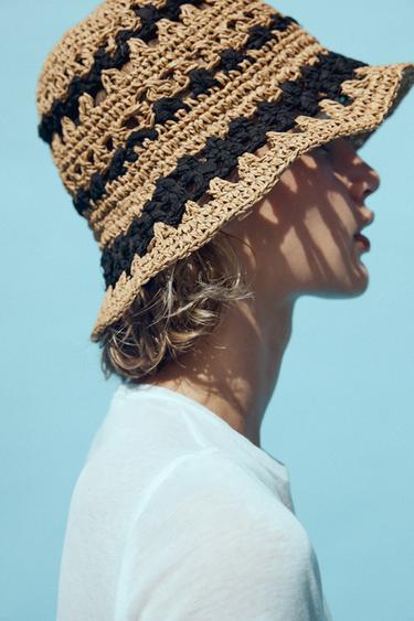 CONTRAST BRAIDED BUCKET HAT - Light brown by Zara