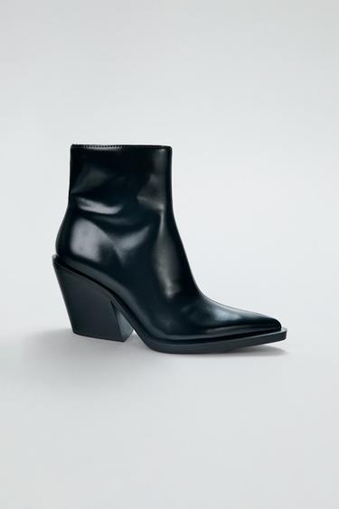 COWBOY HEEL ANKLE BOOTS - Black by Zara