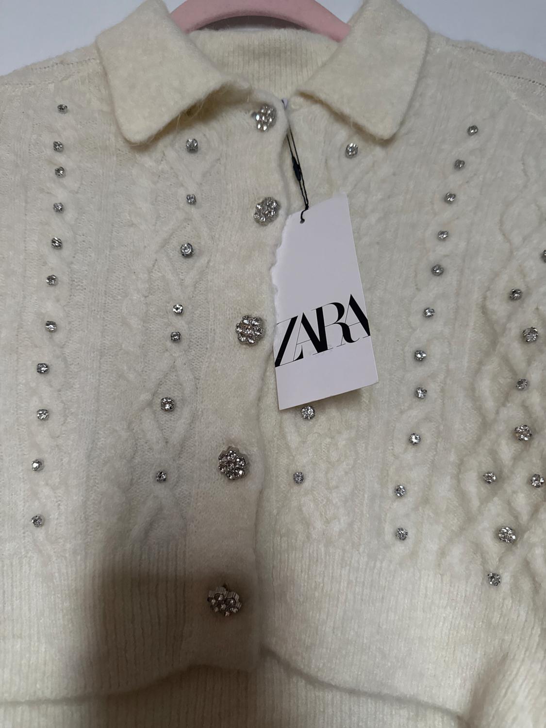BEADED CROP KNIT CARDIGAN - Image 3