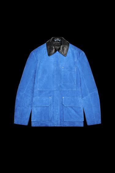 OVERSIZED SUEDE CONTRAST JACKET - Intense blue by Zara - Image 0
