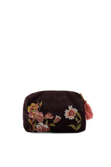 NECESER ACOLCHADO TERCIOPELO BORDADOS FLORES - Berenjena oscuro de Zara