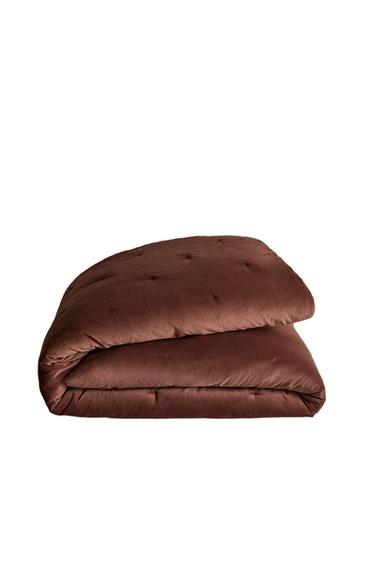 VELVET QUILTED QUILT - Dark pink by Zara