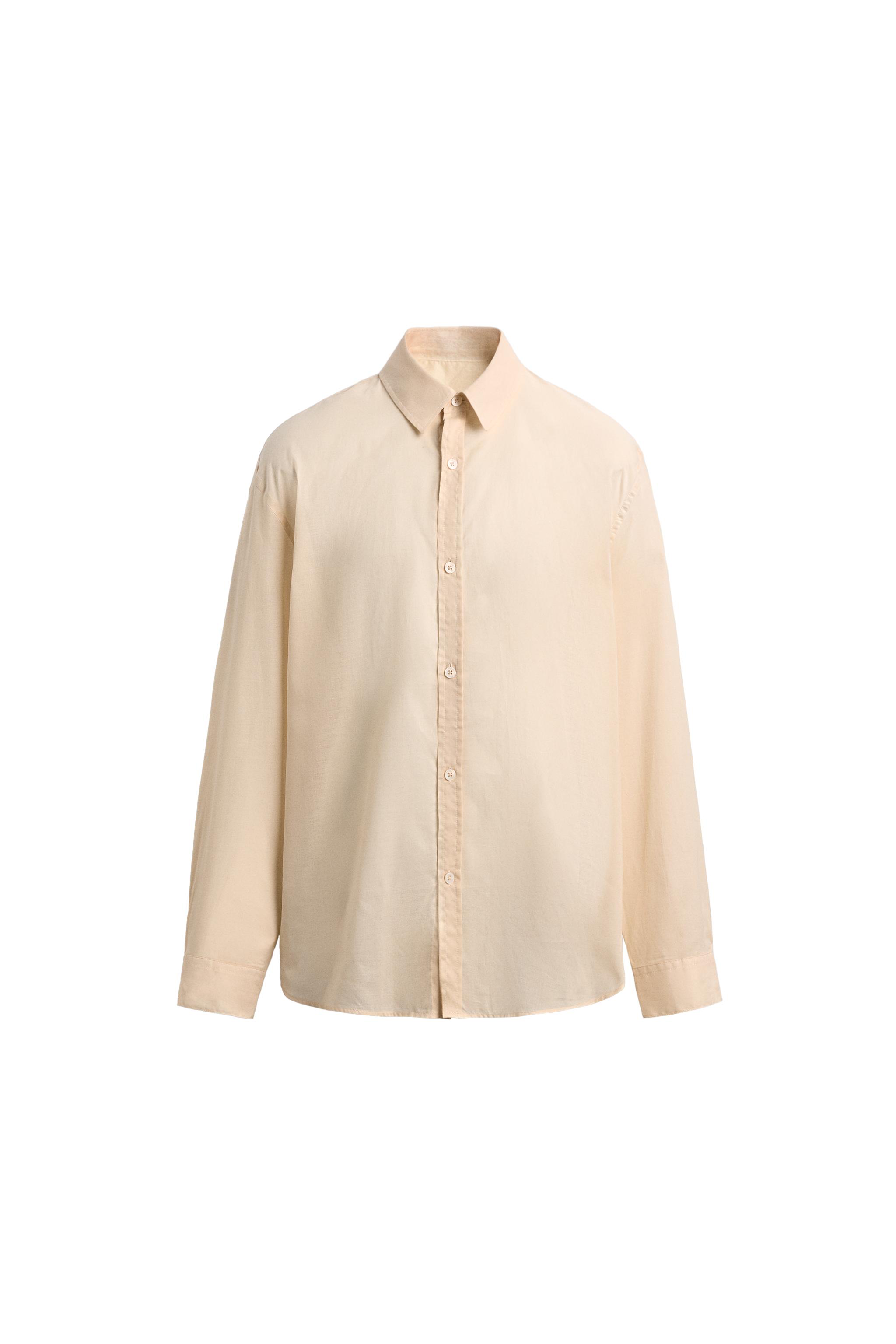 RELAXED FIT SEMI-SHEER SHIRT - Ecru | ZARA UAE - Dubai/Sharjah