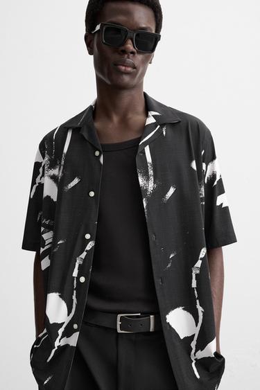 ABSTRACT PRINT STRETCH SHIRT - Black by Zara - Image 5