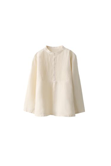 2-5 AÑOS/ BLUSA PLIEGUES ALGODÓN LINO LIMITED EDITION - Crudo de Zara