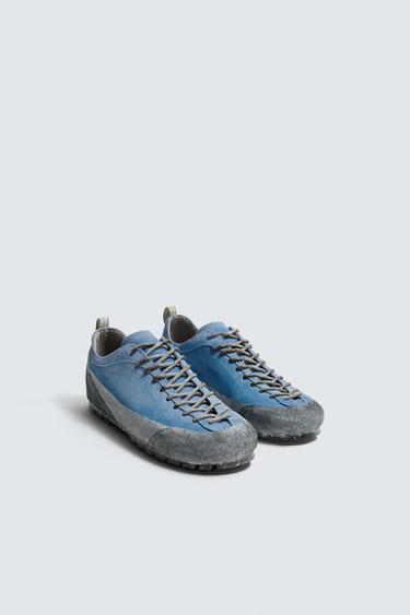LEATHER VIBRAM® SOLE TRAINERS AARON LEVINE X ZARA - Blue by Zara