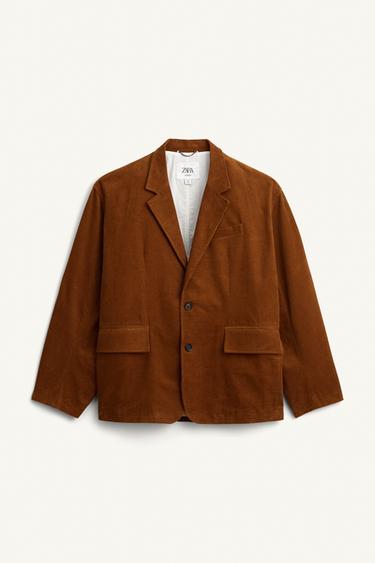 Zara RELAXED FIT CORDUROY SUIT BLAZER LIMITED EDITION - Brown