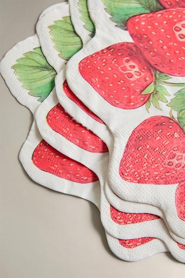 PACK OF STRAWBERRY PAPER NAPKINS (PACK OF 20) - Red by Zara - Image 2