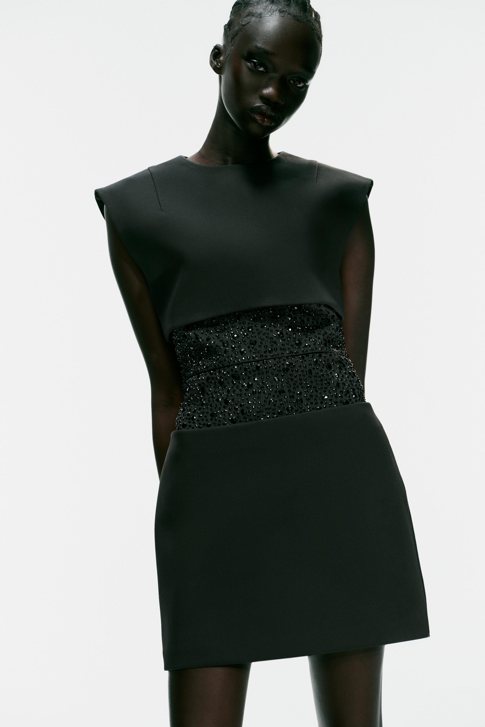 RHINESTONE-DETAIL MINI DRESS