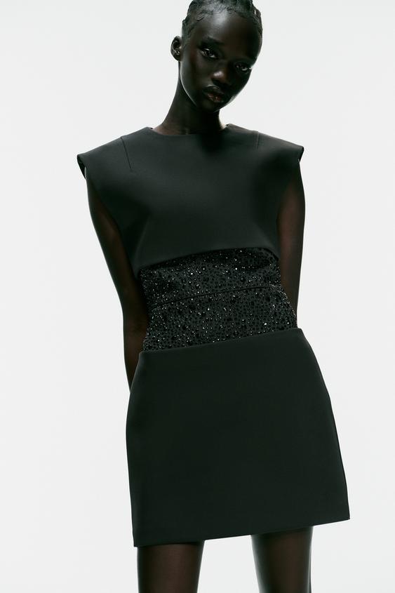 ROBE MINI COMBINÉE BRILLANTS - Noir | ZARA France