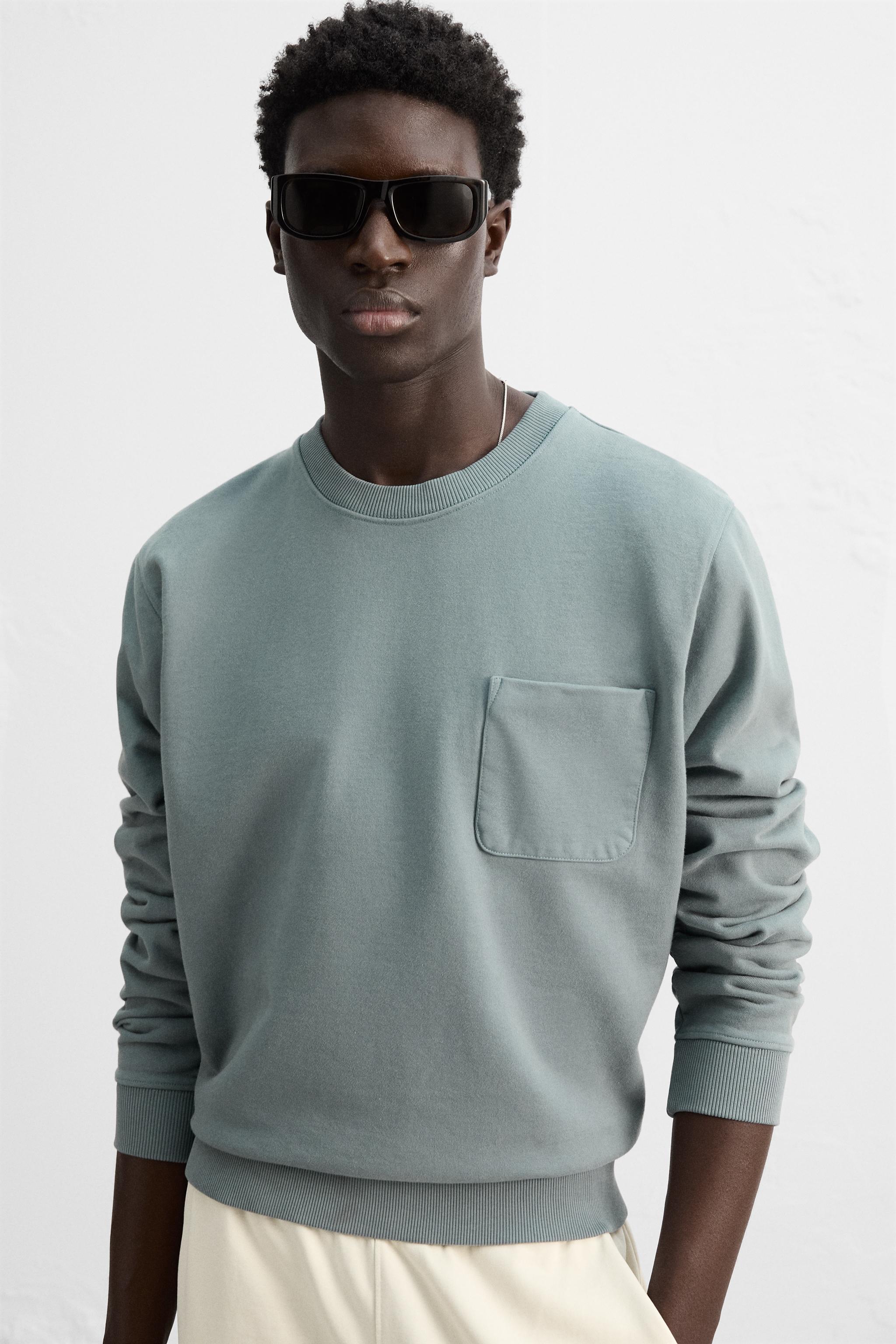 安心★関税込み★ZARA★CREW NECK SWEATSHIRT WITH POCKET CREW NECK SWEATSHIRT WITH POCKET - Earth | ZARA United Kingdom