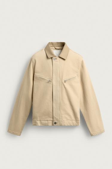 Zara CONTRAST COLLAR DENIM JACKET - Yellow