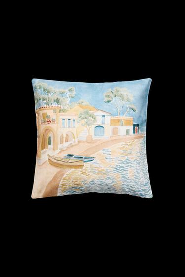 Zara LANDSCAPE THROW PILLOW COVER - Mid-blue - Image 0