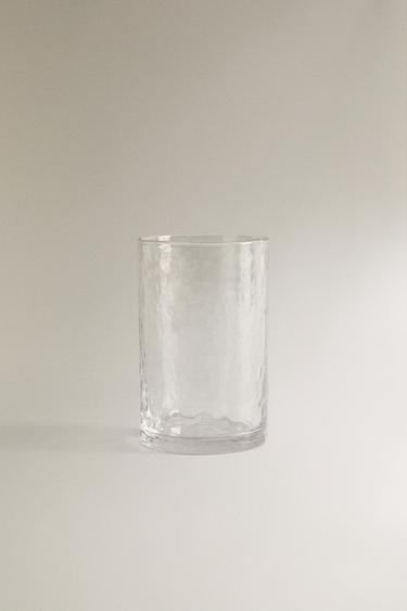 HAMMERED DESIGN GLASS SOFT DRINK TUMBLER - Transparent by Zara