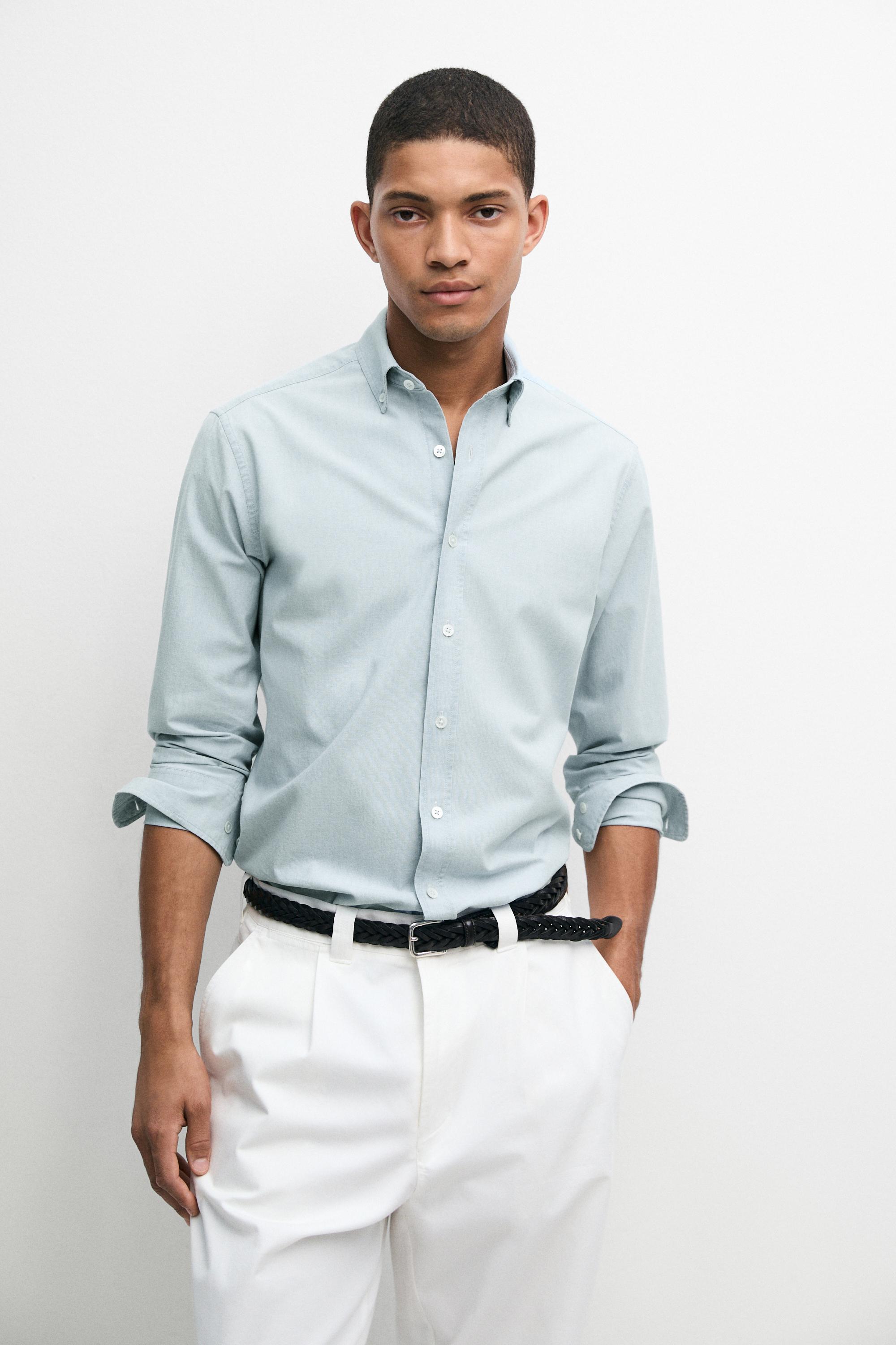 100% cotton denim shirt — Sky blue