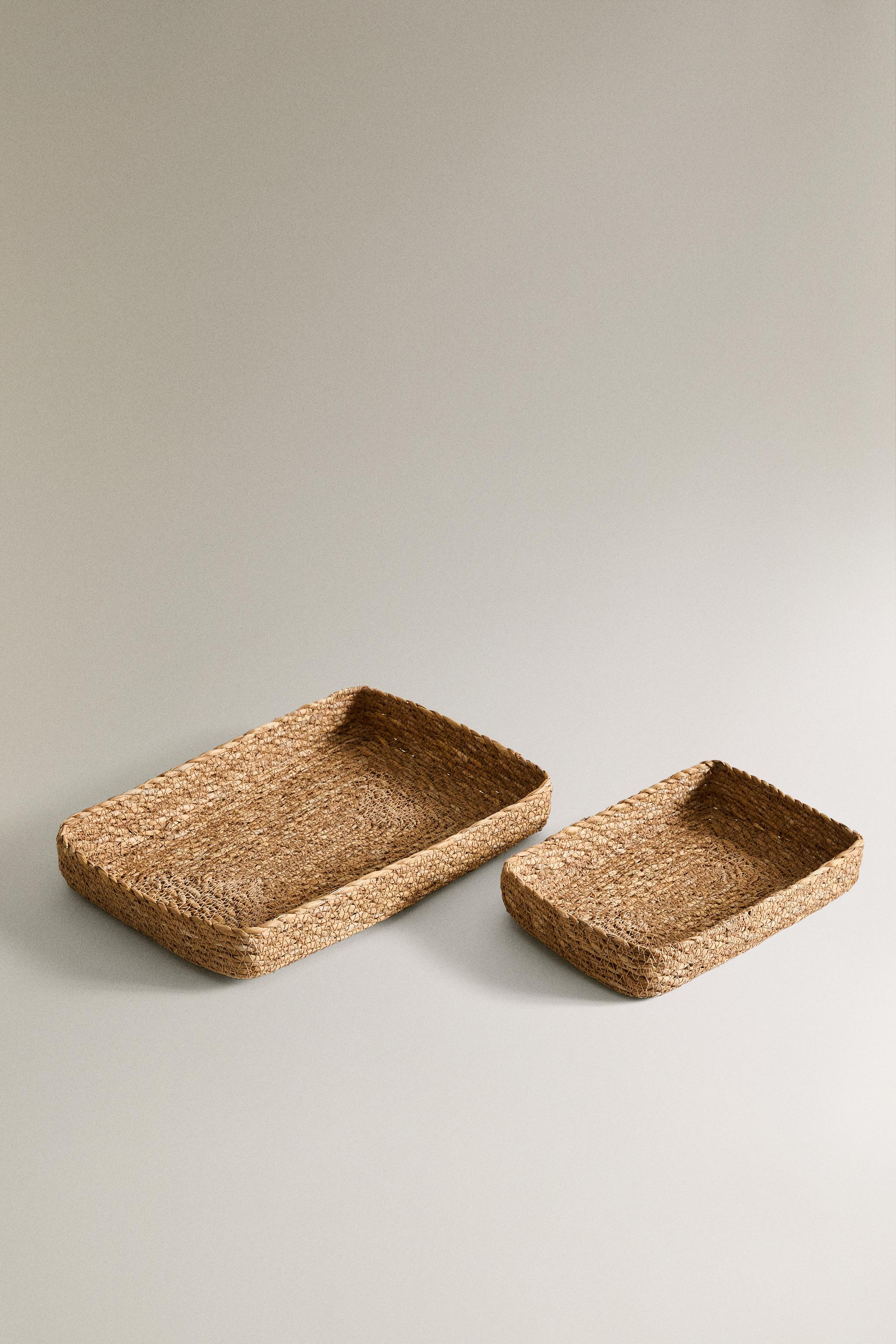 SEAGRASS TRAY BASKET — Light beige