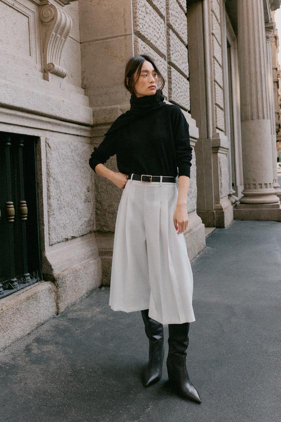 LONG BERMUDA SHORTS WITH BELT - Oyster-white by Zara - Image 0