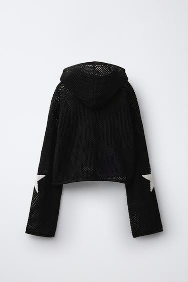 PULL EN MAILLE À CAPUCHE ÉTOILE - Noir de Zara - Image 1