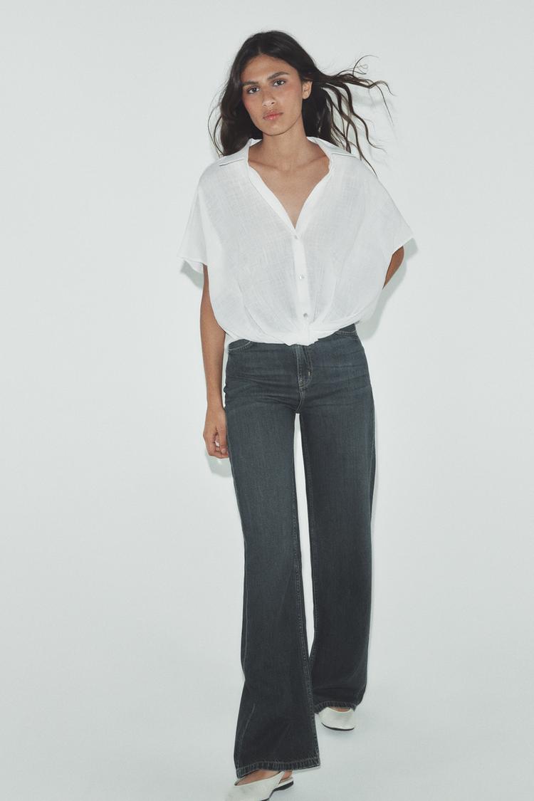 Camisas Blancas Camisa Anudada Zara Cuello Blusas Con Cintas En La